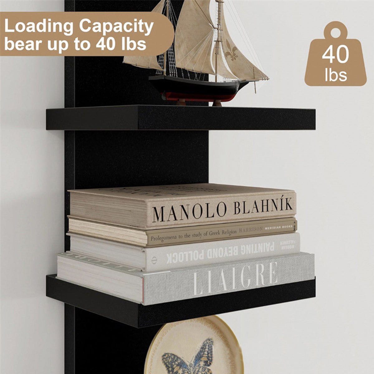 5-Tier Wall-Mounted Shelf with 40lbs Load Capacity