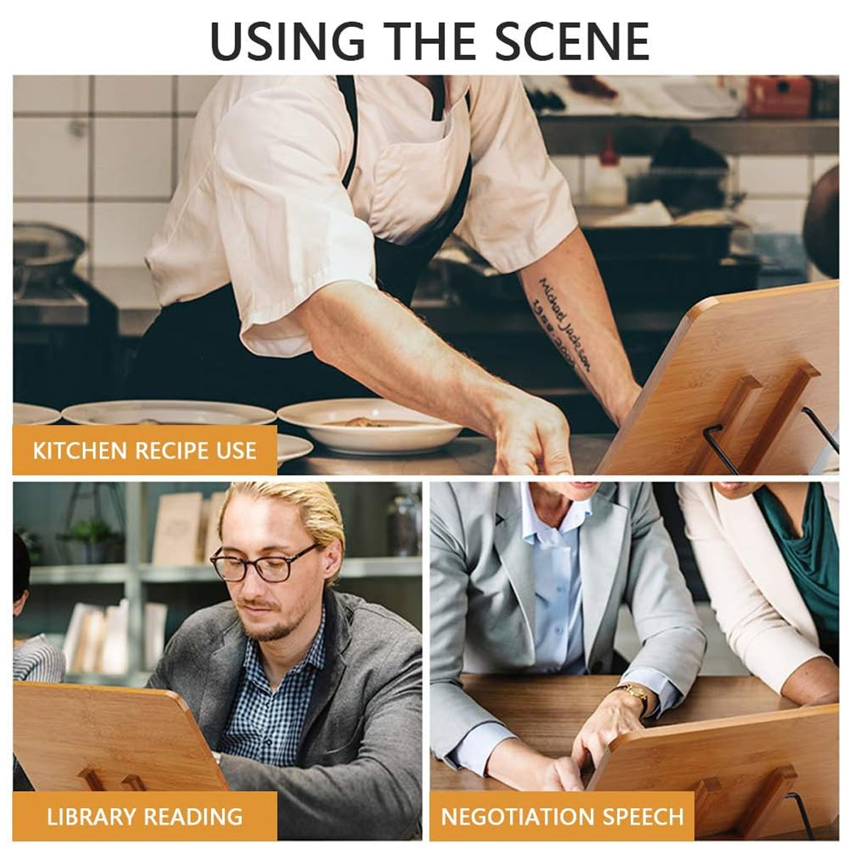 Wooden Adjustable Reading Stand Book Holder with 8 Angles