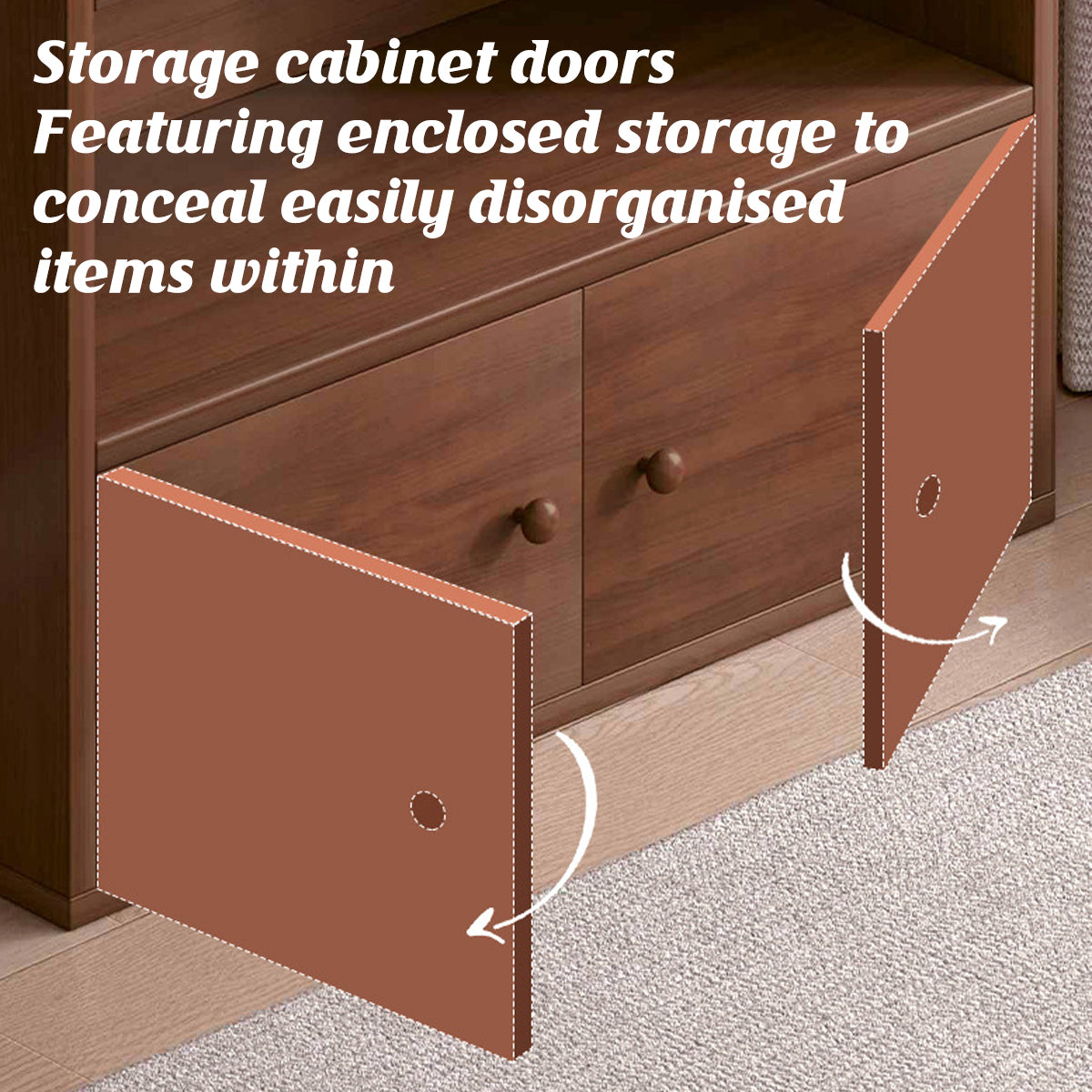 4-Tier Floor-Standing Bookshelf with Cabinet
