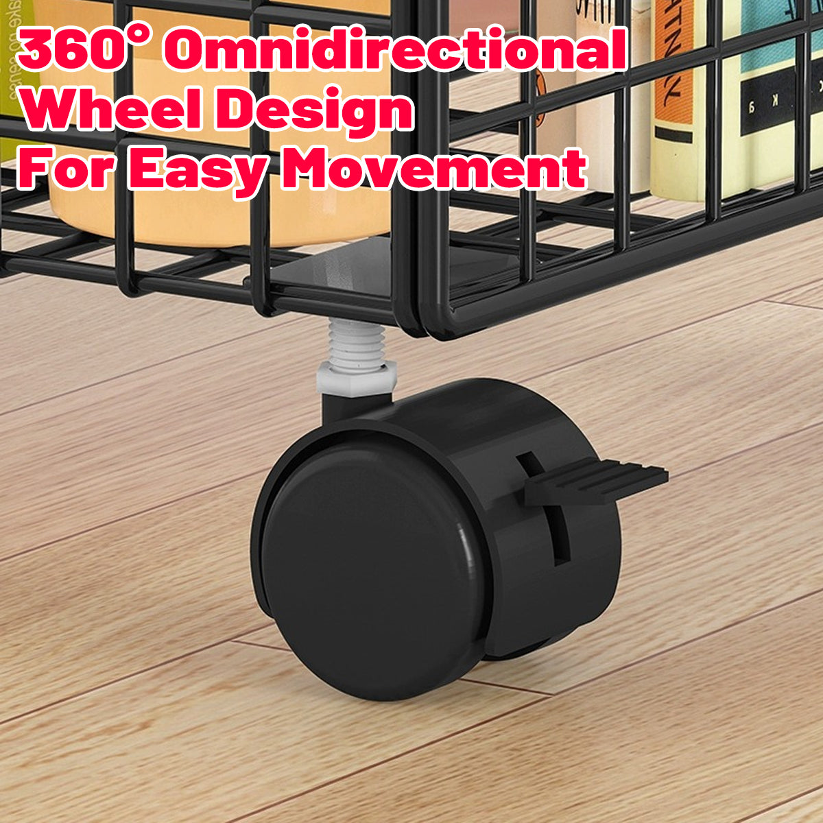 Under-Table Storage Rack with Wheels Metal Mesh Design