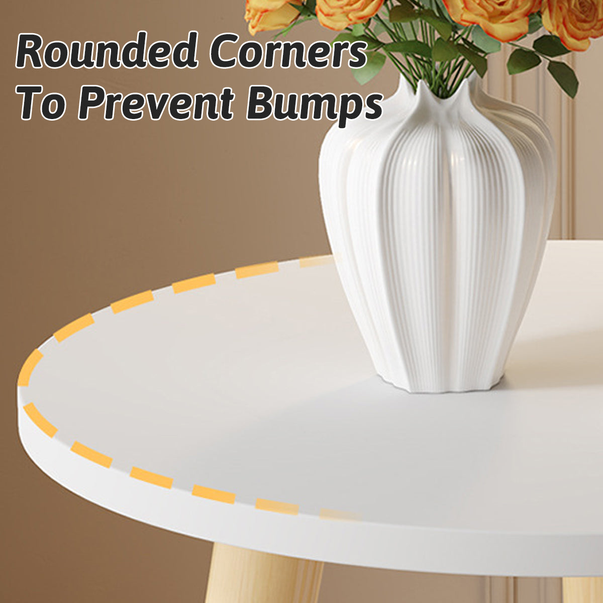 Small Round Coffee Table with 2-Tier Storage for Bedroom and Living Room