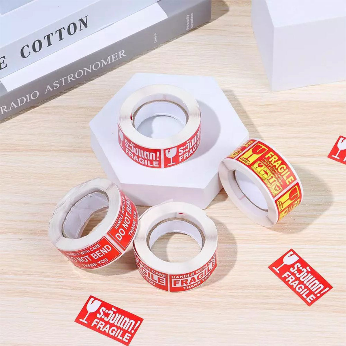 4 Rolls Fragile Warning Label Stickers Red Handle With Care
