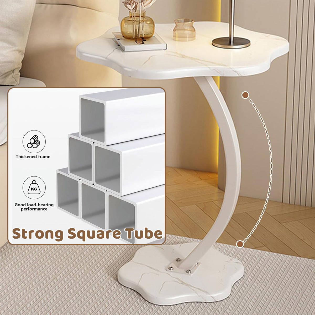 White Side Table with Storage Shelf for Home Office Use