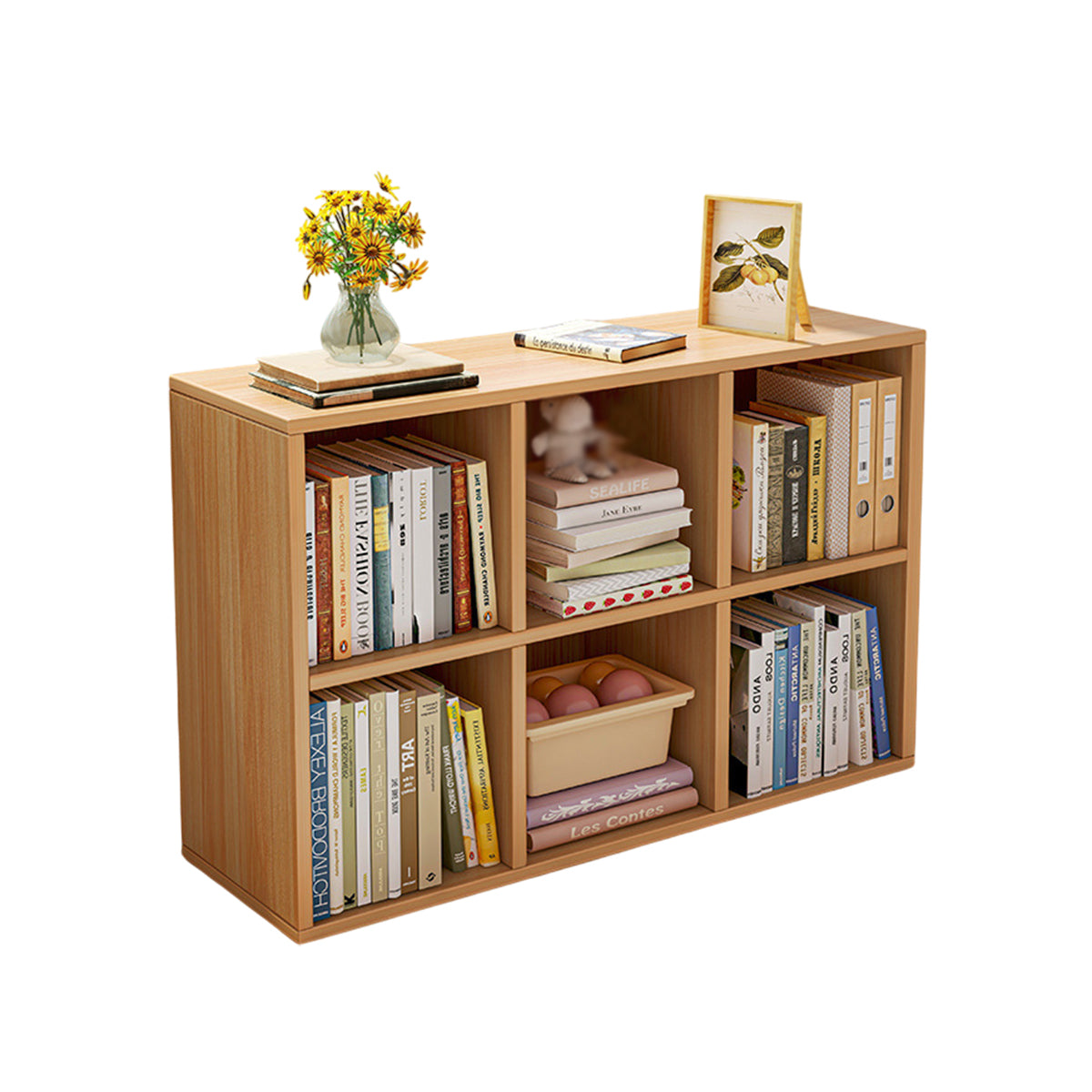 Open Shelf Bookcase with Spacious Compartments