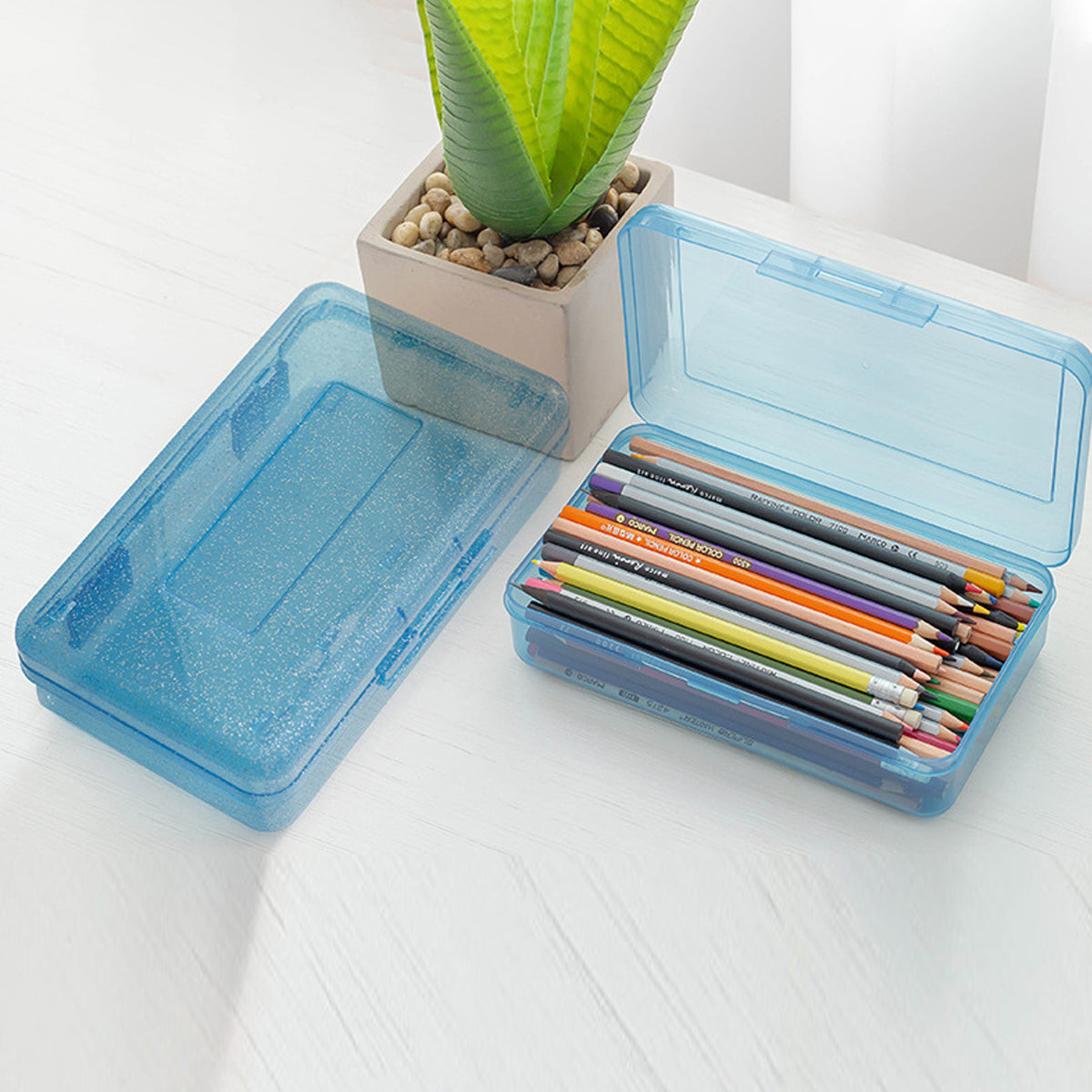 Transparent PP Plastic Pencil Case Large Capacity Multifunctional
