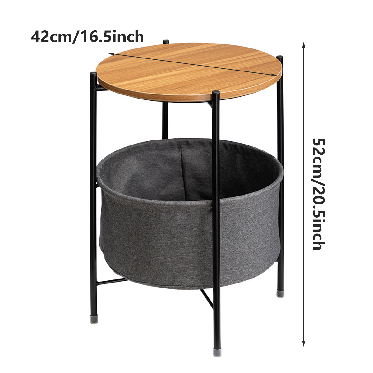 Round Side Table with Storage Basket for Breakroom and Living Room