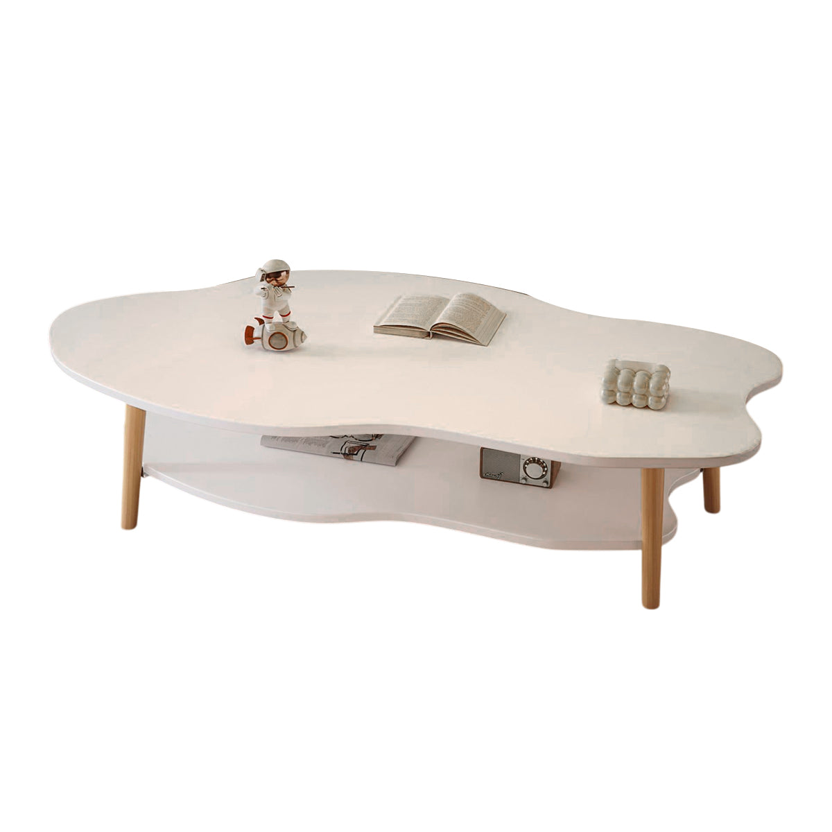 Double-Tiered Coffee Table with Organic Shape