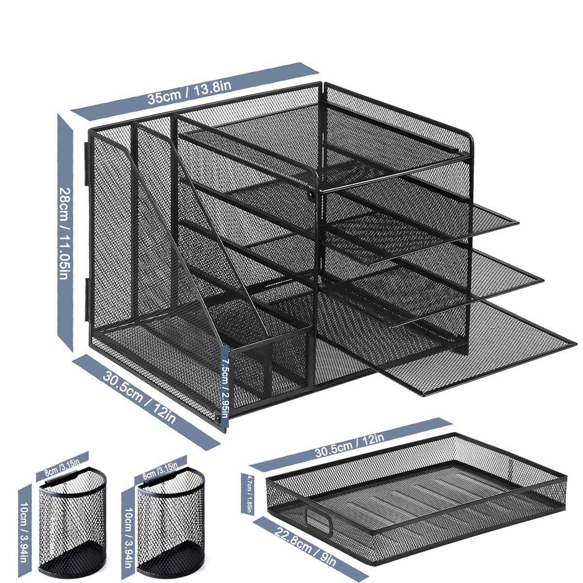 Multi-Tier Desktop File Organizer Metal Mesh Drawer