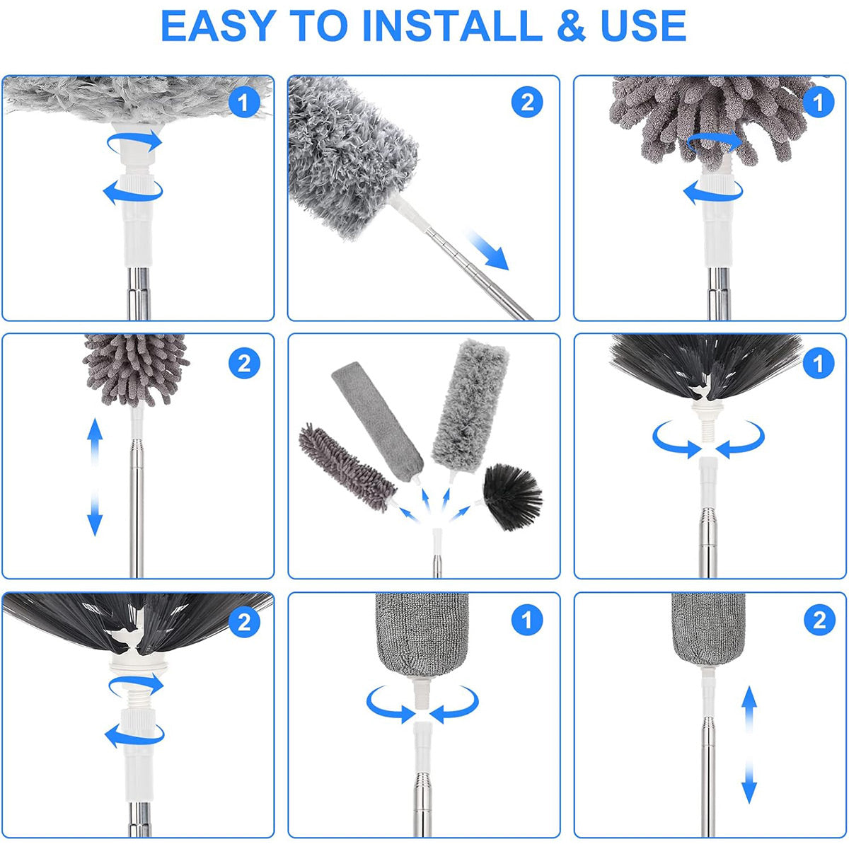 Extendable Telescopic Microfiber Duster Set