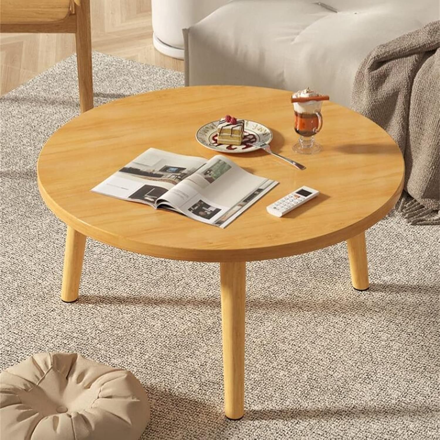 Small Round Side Table with Anti-Slip Pads 40 × 30 cm