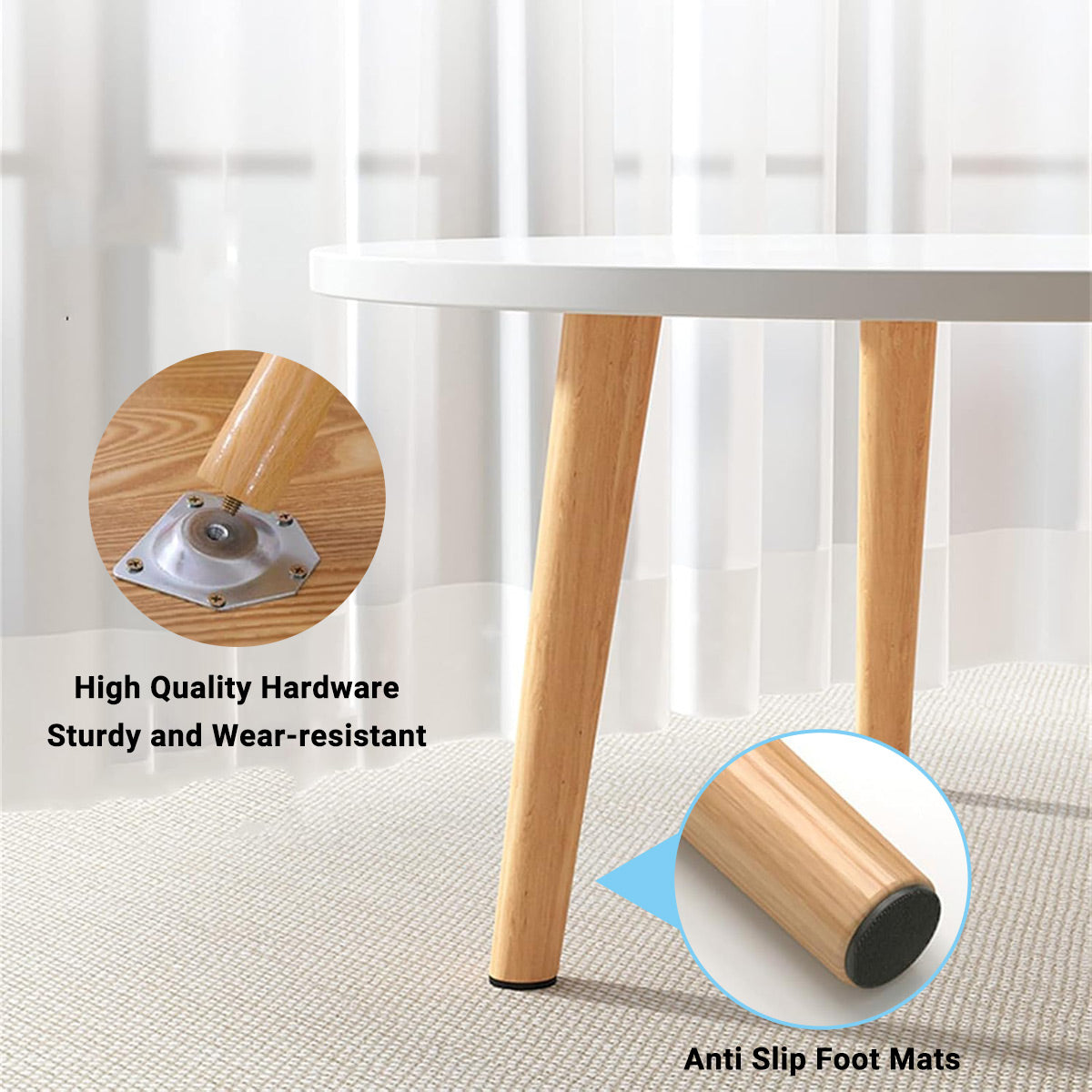 Small Round Side Table with Anti-Slip Pads 40 × 30 cm