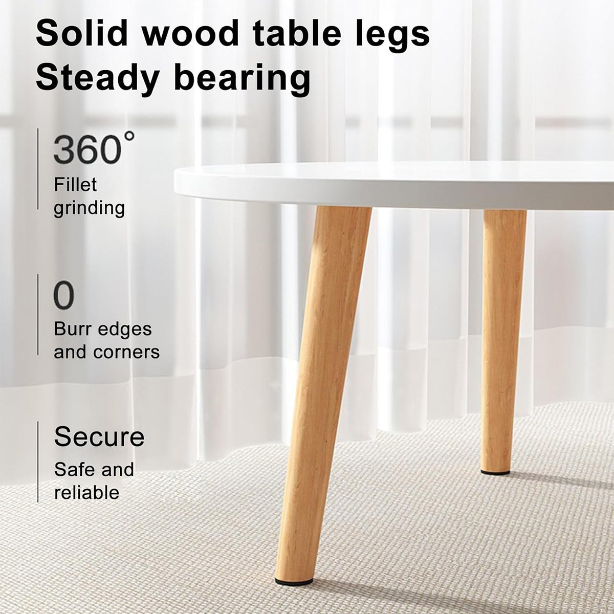 Small Round Side Table with Anti-Slip Pads 40 × 30 cm