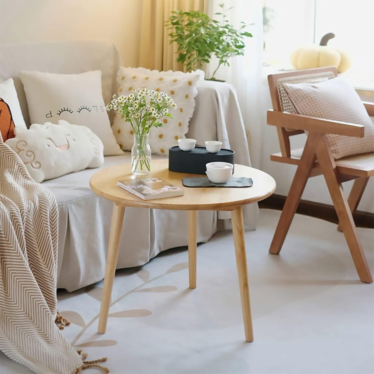 50cm Small Round Table with Compact Design for Home and Office Lounge