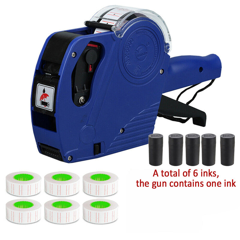 Price Tag Gun Labeller Kit with 6 Rolls Labels and Inks