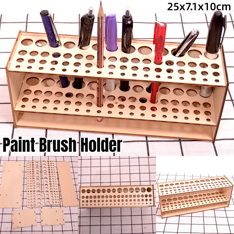 Wooden Pen Holder Organizer DIY Assembly with 5 Hole Sizes