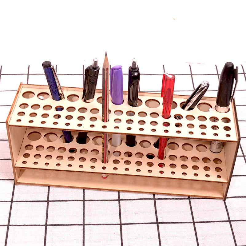 Wooden Pen Holder Organizer DIY Assembly with 5 Hole Sizes