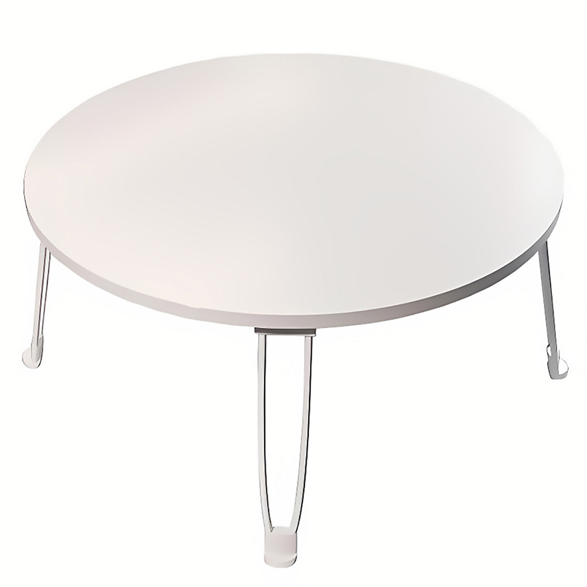 Foldable Round Coffee Table with MDF Top and Metal Legs