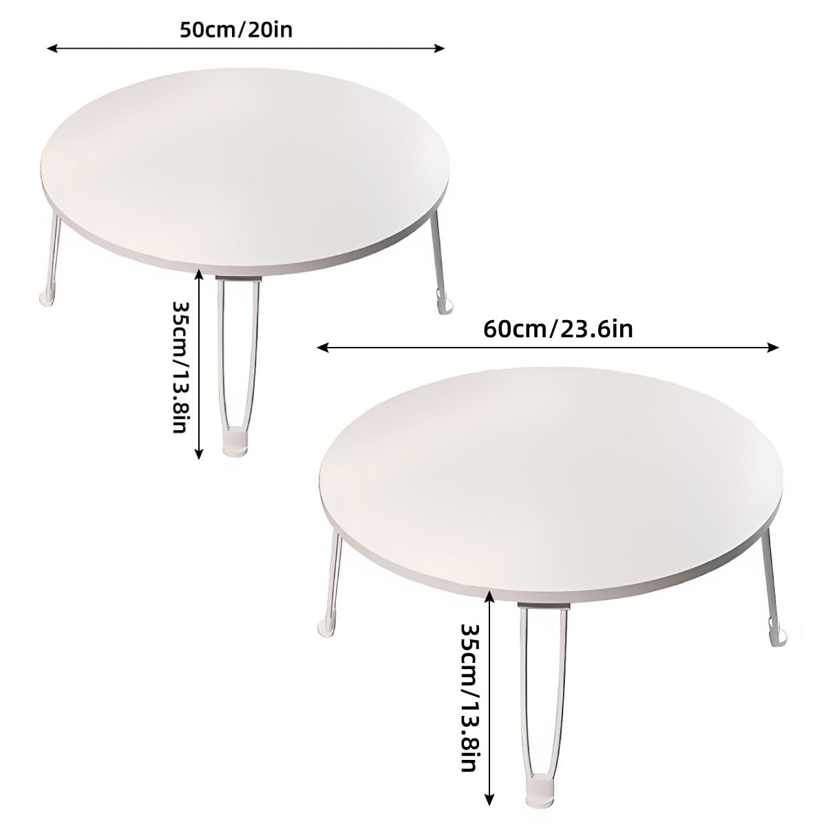 Foldable Round Coffee Table with MDF Top and Metal Legs
