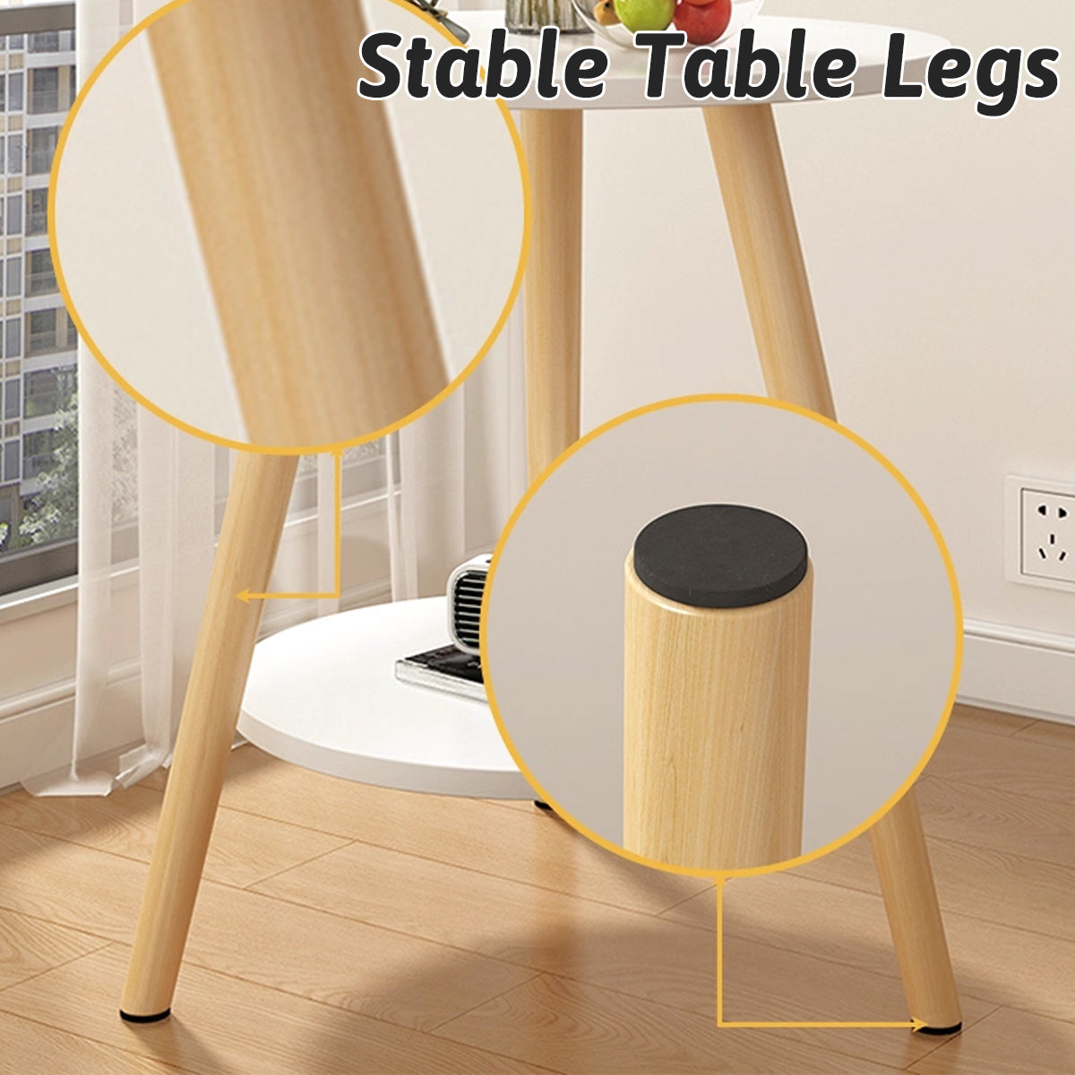 Small Round Coffee Table with 2-Tier Storage for Bedroom and Living Room