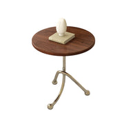 Vintage Round Side Table with Wooden Top for Living Room