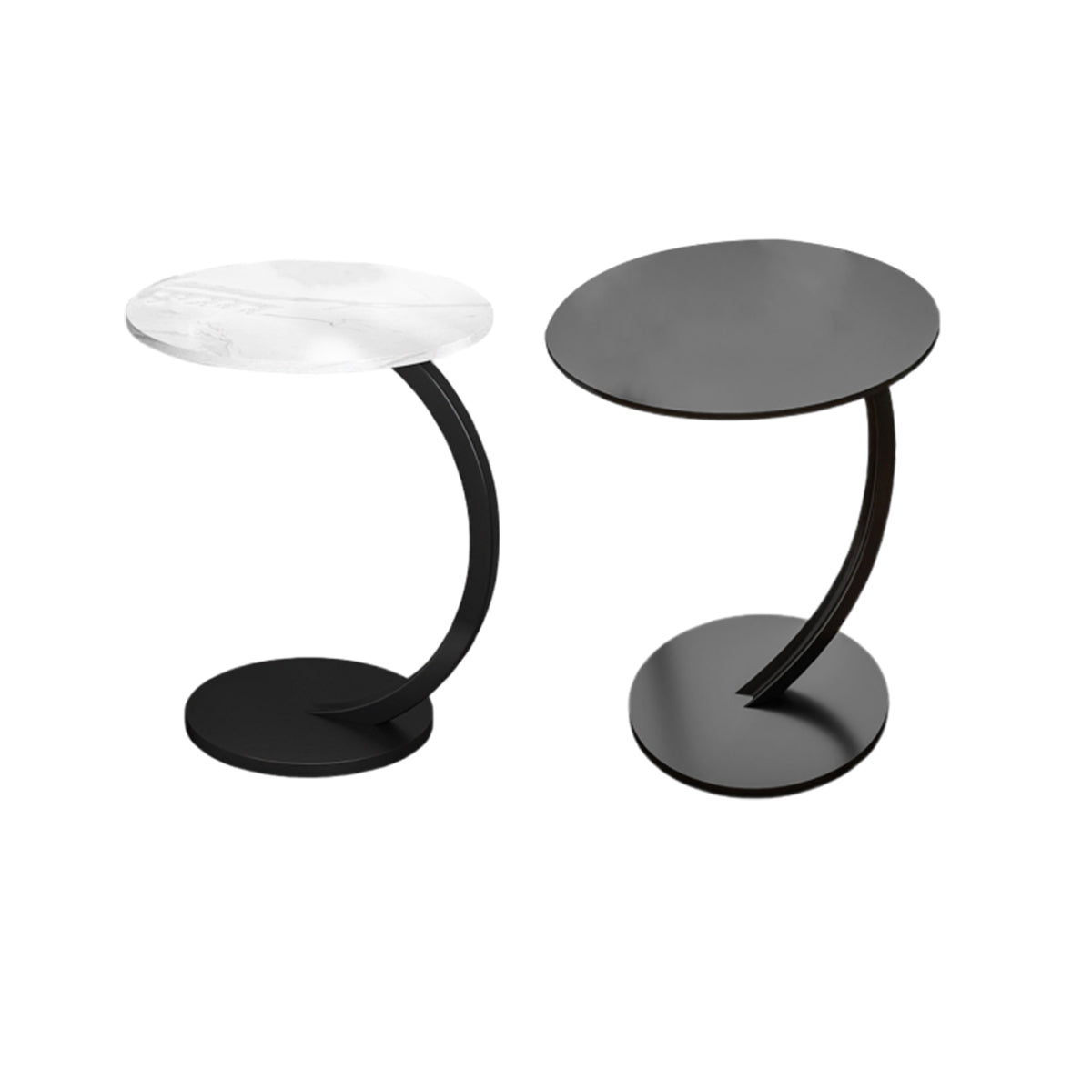 C Shaped Side Table Sturdy Carbon Steel Space Saving Design