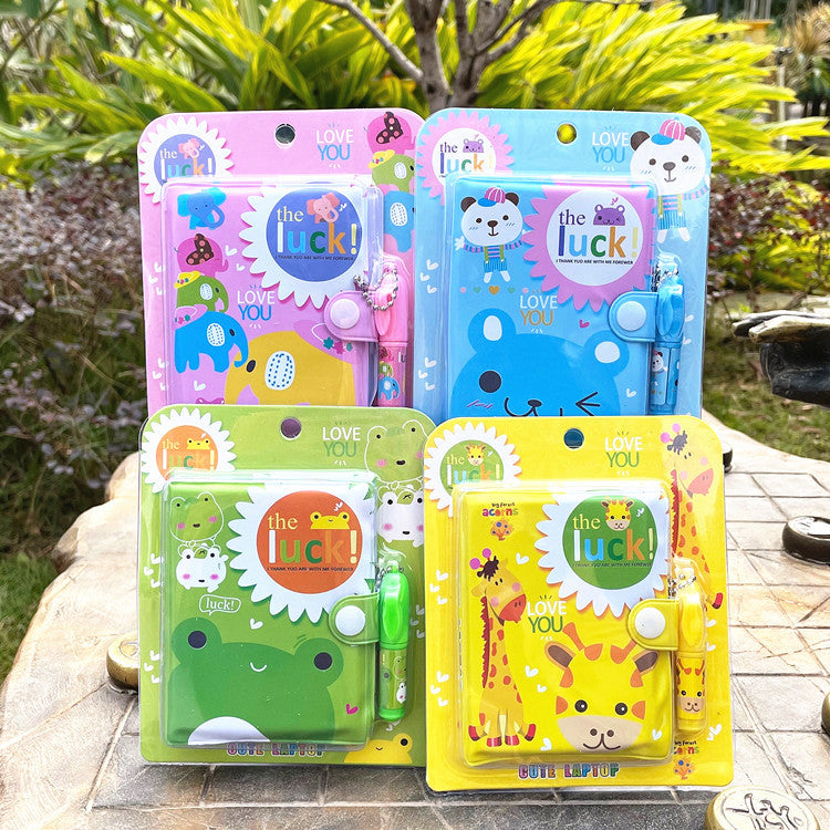 Mini Thin Notebook with Pen Cute Pattern Kid Stationery