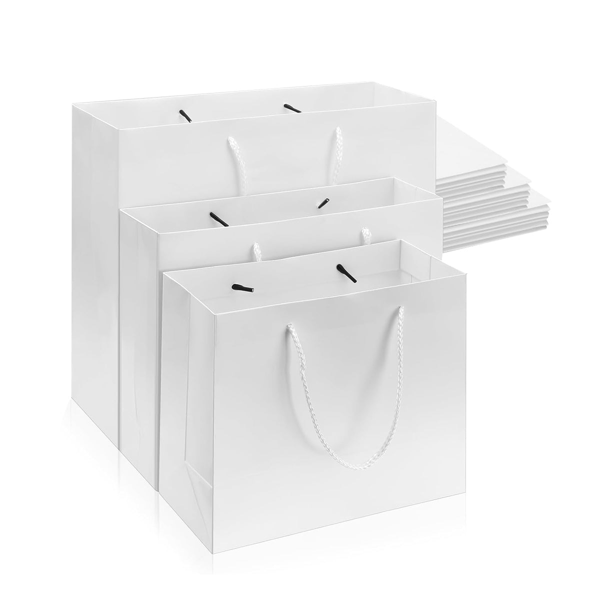 50 Pcs Kraft Paper Gift Bags Blank Shopping Handbags
