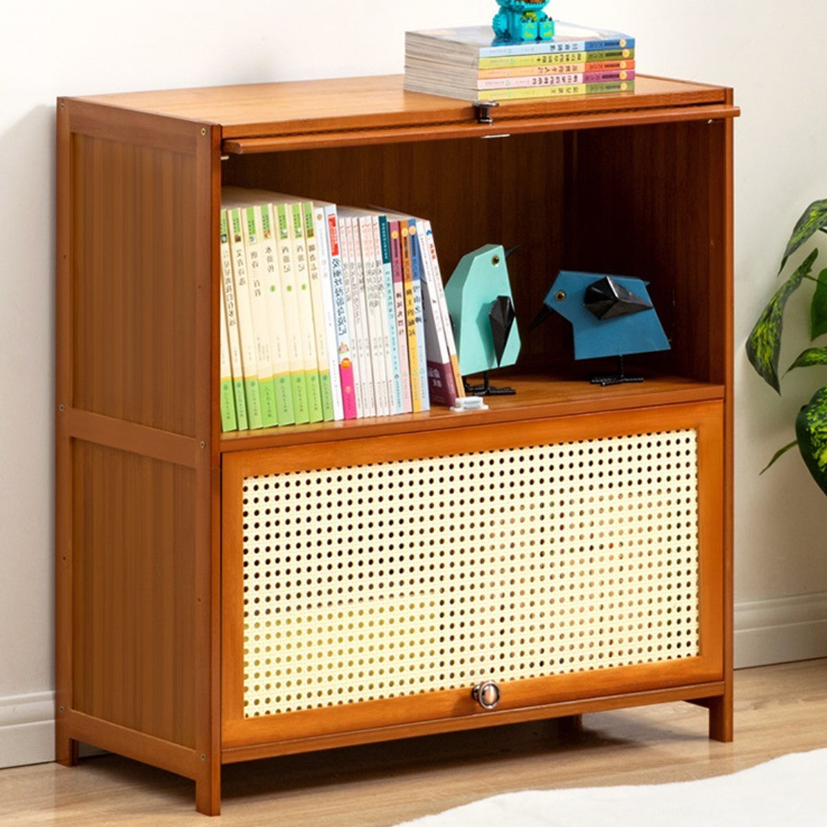 Floor-Standing Storage Cabinet with Ventilated Flip Doors 70×32×73cm