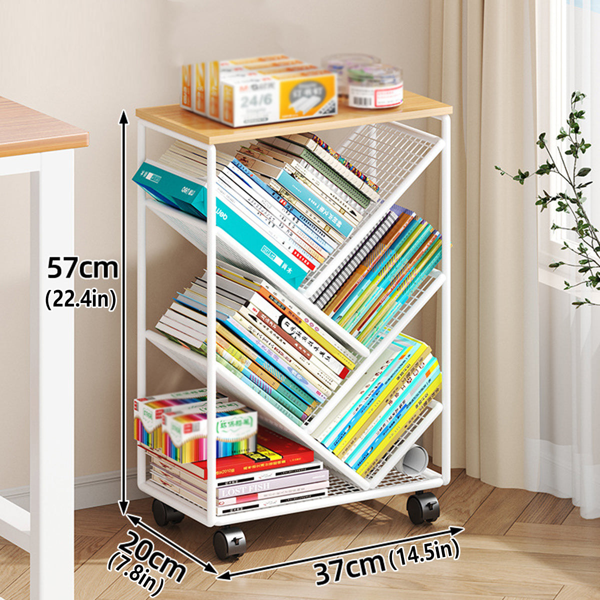 Mobile Wheeled Small Bookshelf Floor Storage Rack