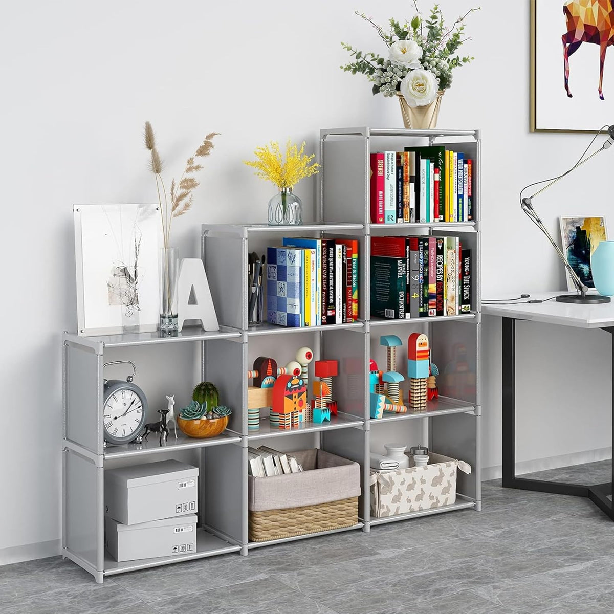 Multi Layer Bookcase Storage Rack with Waterproof Fabric