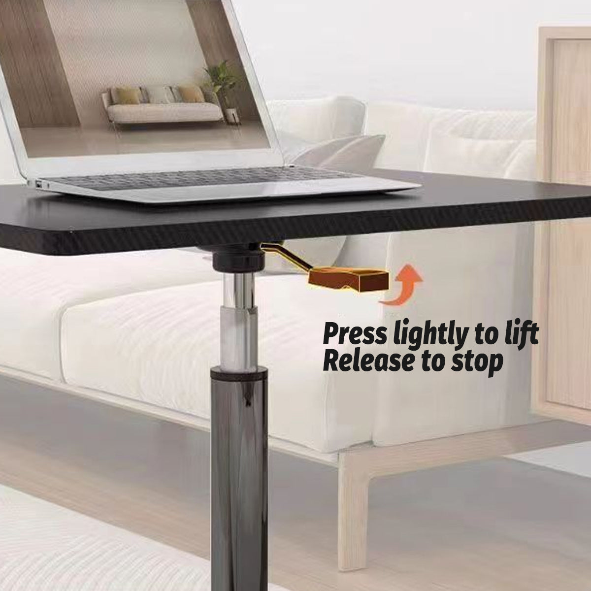 Mobile Height Adjustable Table with Wheels for Home Office Work