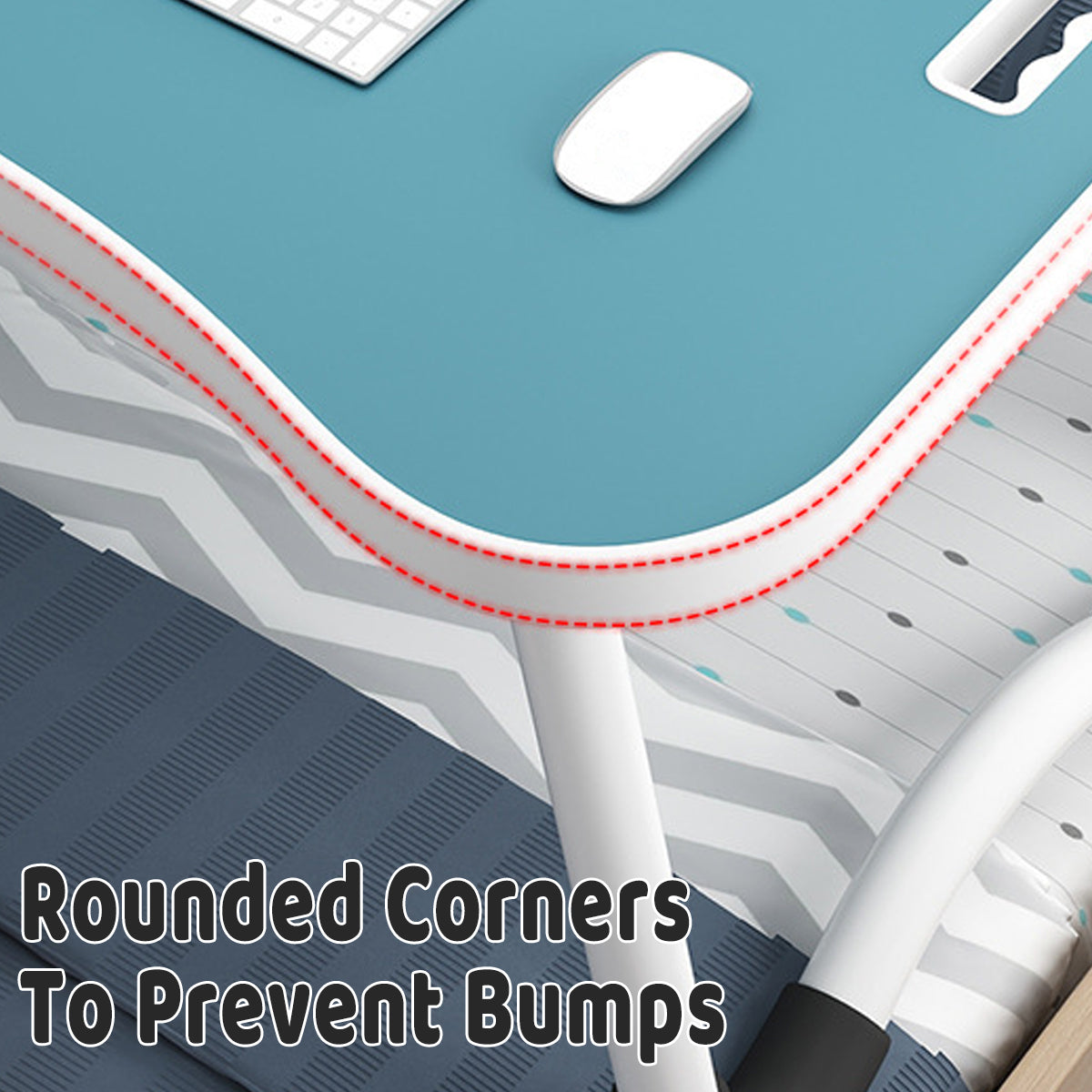 Foldable Bed Side Table with Cup Holder and Device Slot for Home Use