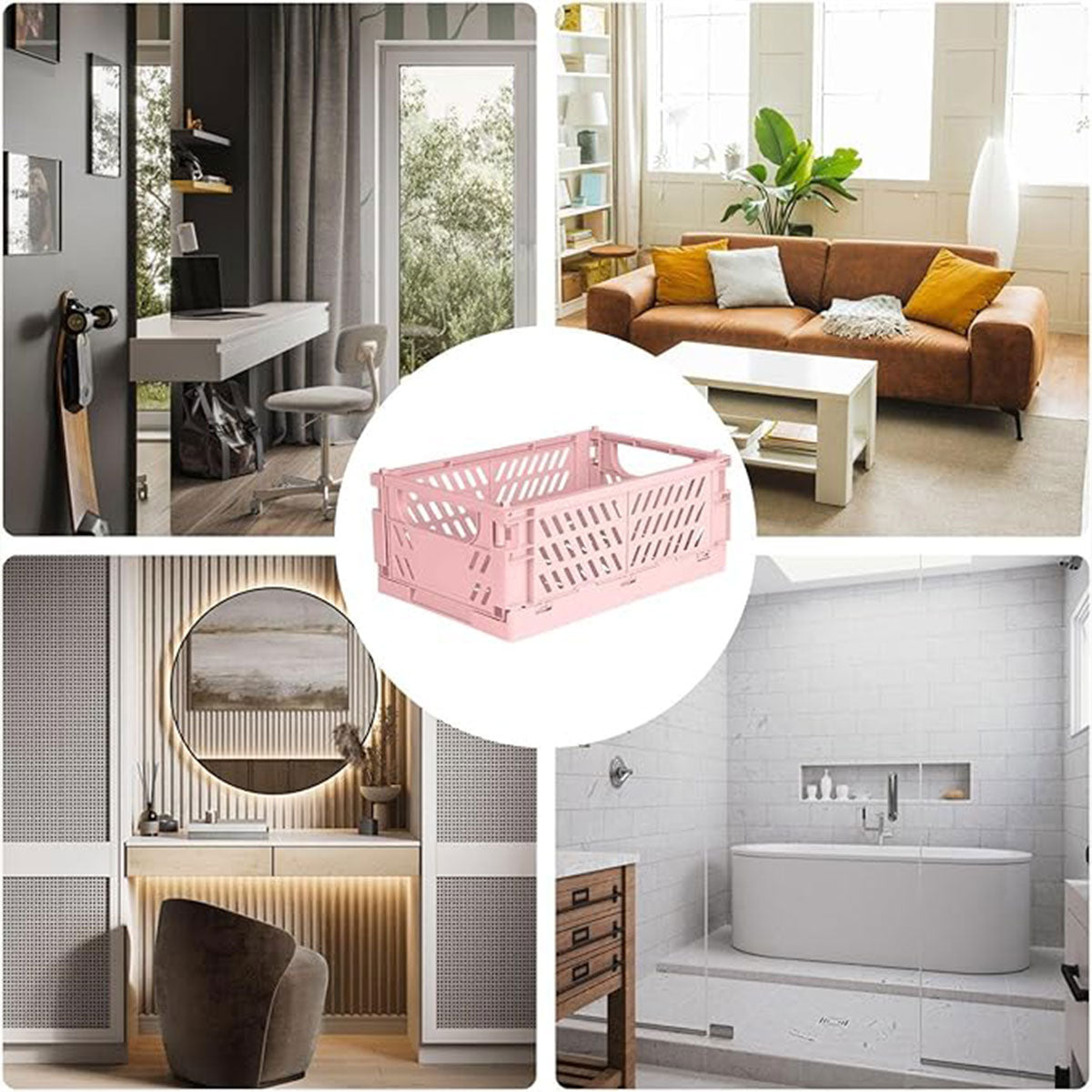 4 Pcs Foldable Storage Baskets Stackable Desktop Organiser