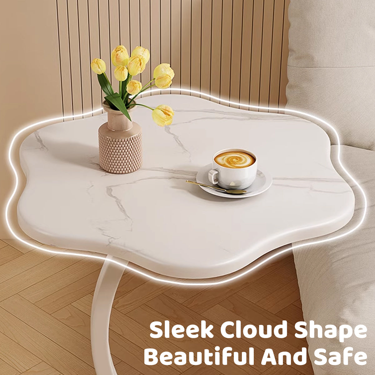 White Side Table with Storage Shelf for Home Office Use