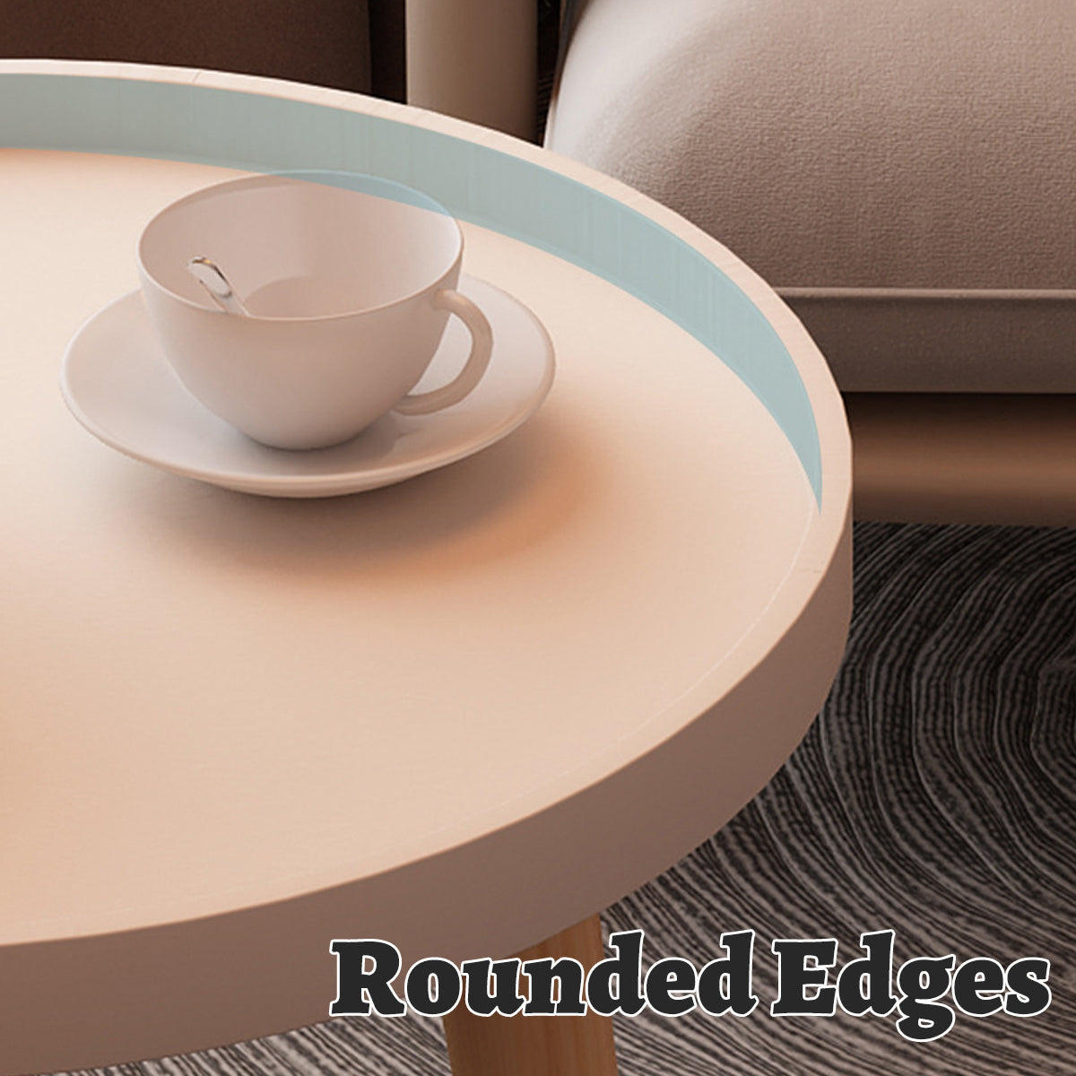 Simple Round Side Table with Stable Legs for Office Break Rooms