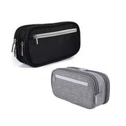 2 Pcs Large Capacity Pencil Case Waterproof 3 Layer Black Grey