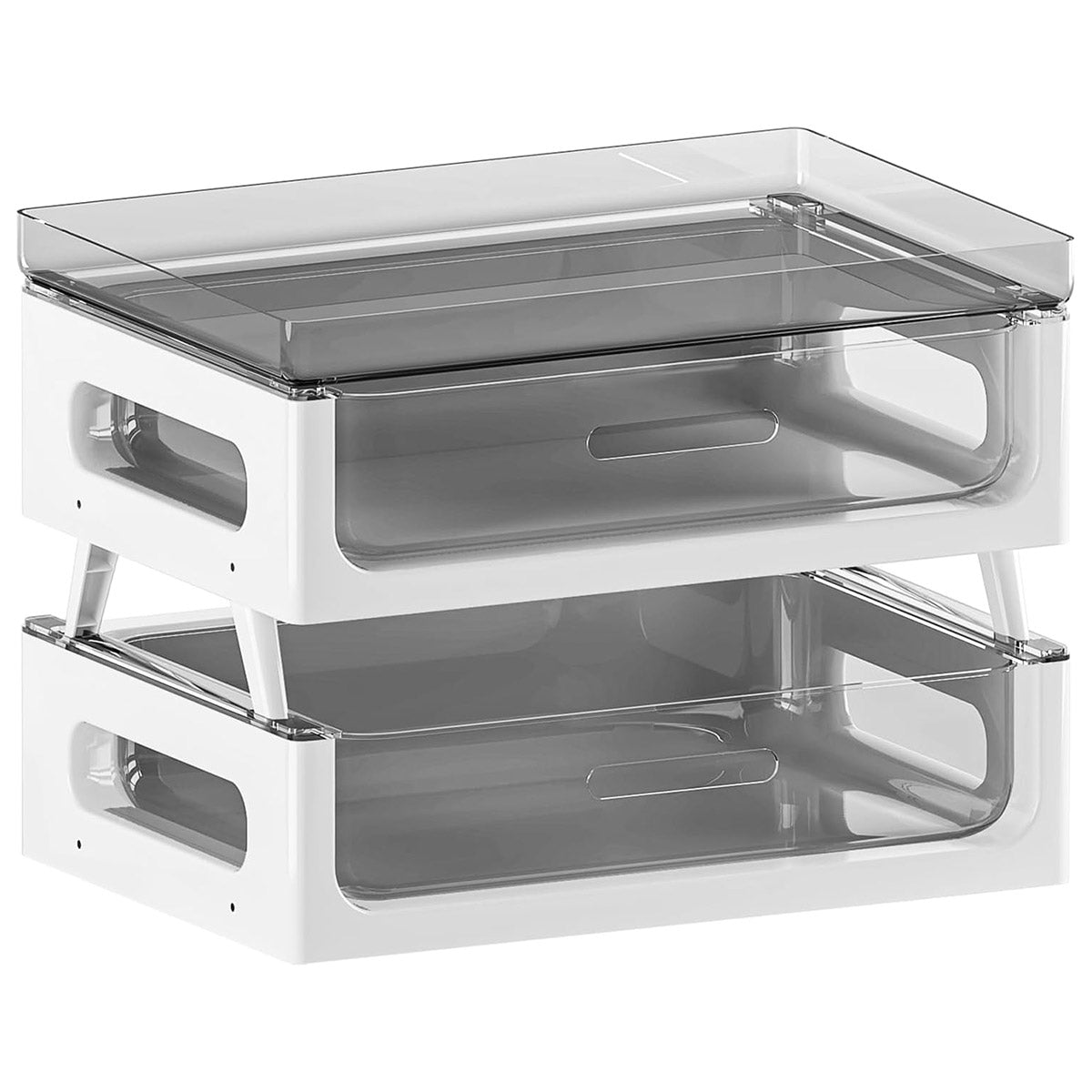 Two-Tier Desktop Organiser Transparent Stackable PET Drawers