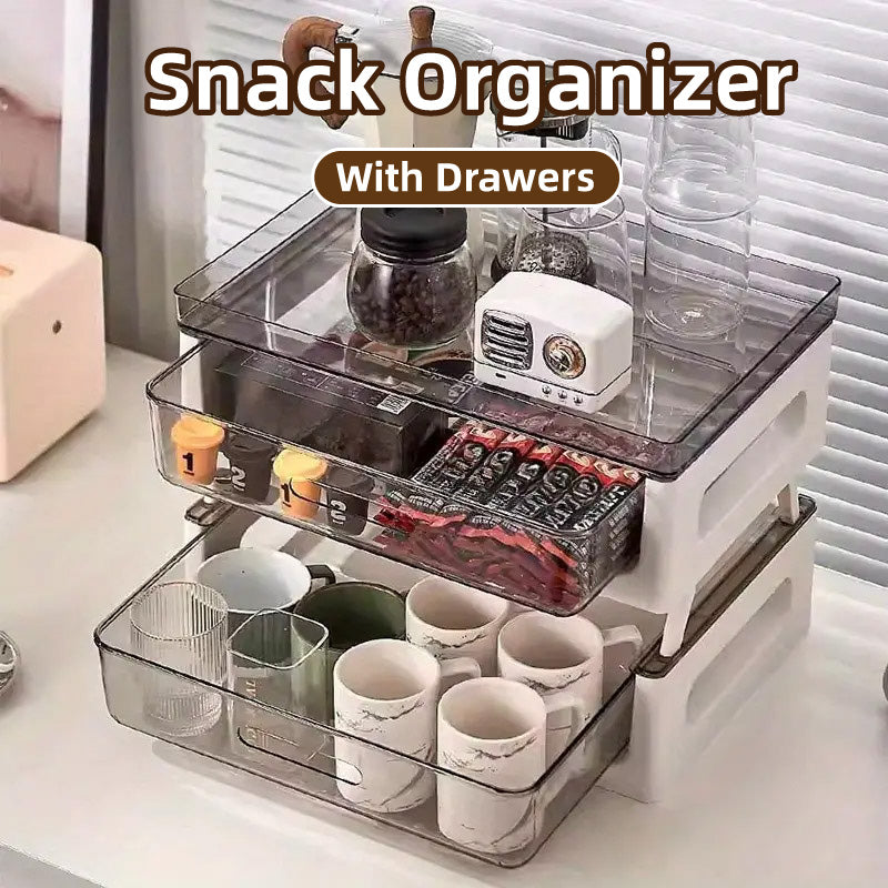 Two-Tier Desktop Organiser Transparent Stackable PET Drawers