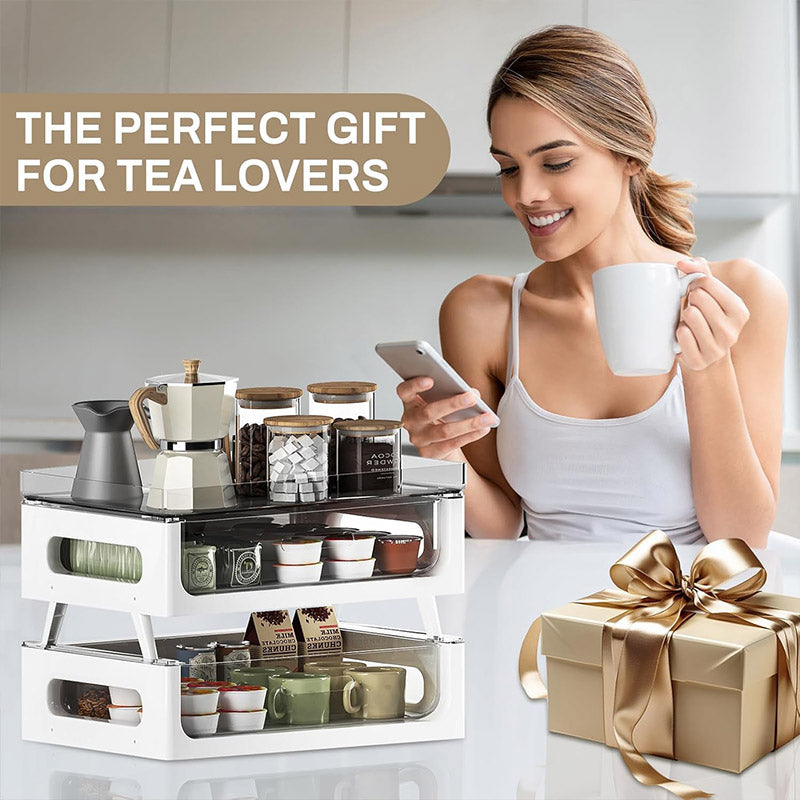 Two-Tier Desktop Organiser Transparent Stackable PET Drawers