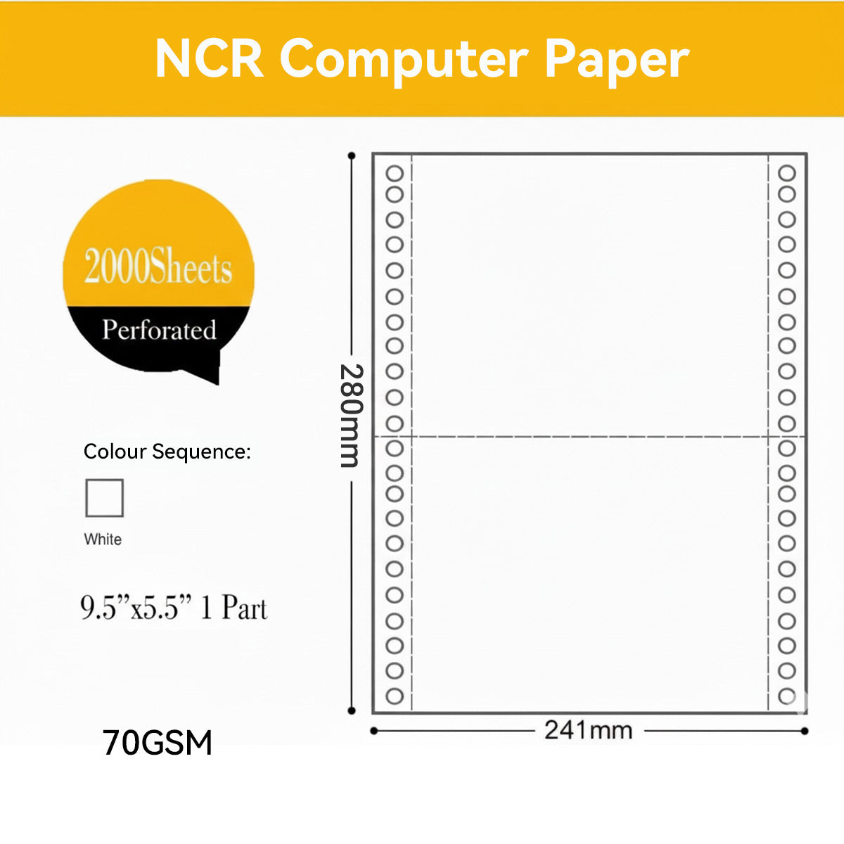 2000 Sheets 3-Part NCR Computer Paper Perforated