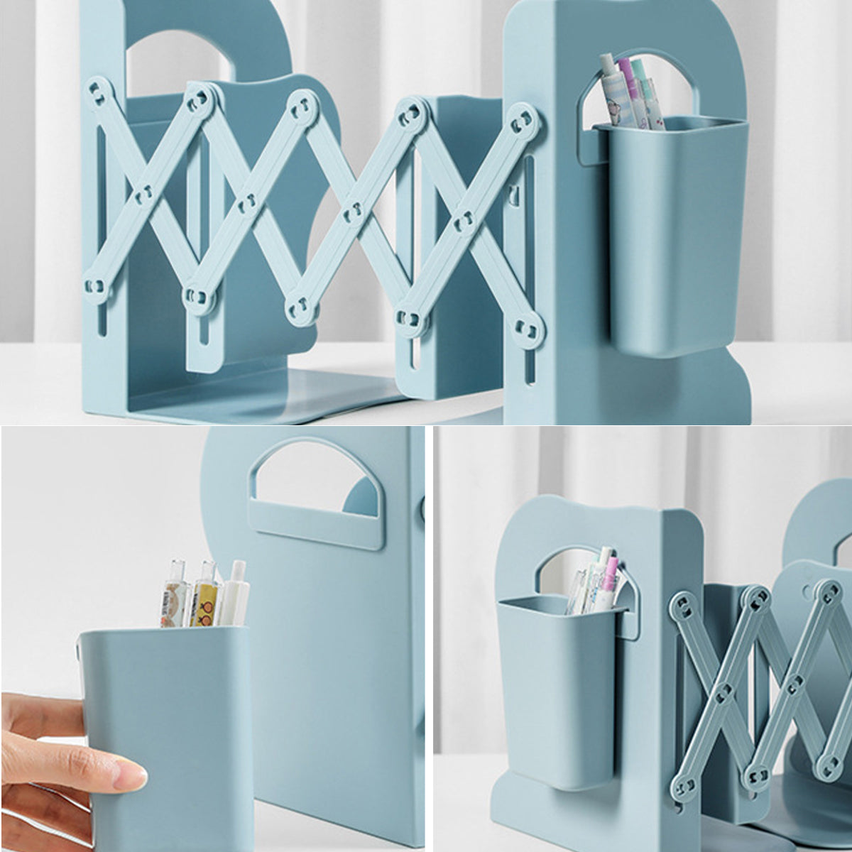 Retractable Book Stand Desk Organizer with Pen Holder