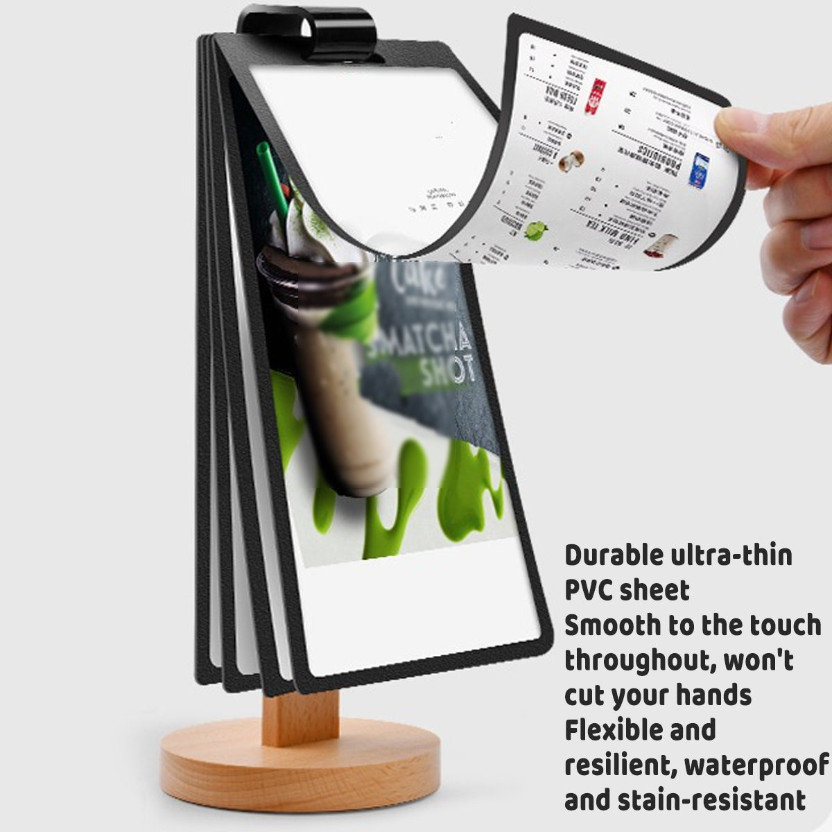 Wooden Tabletop Menu Holder Stand with Lock