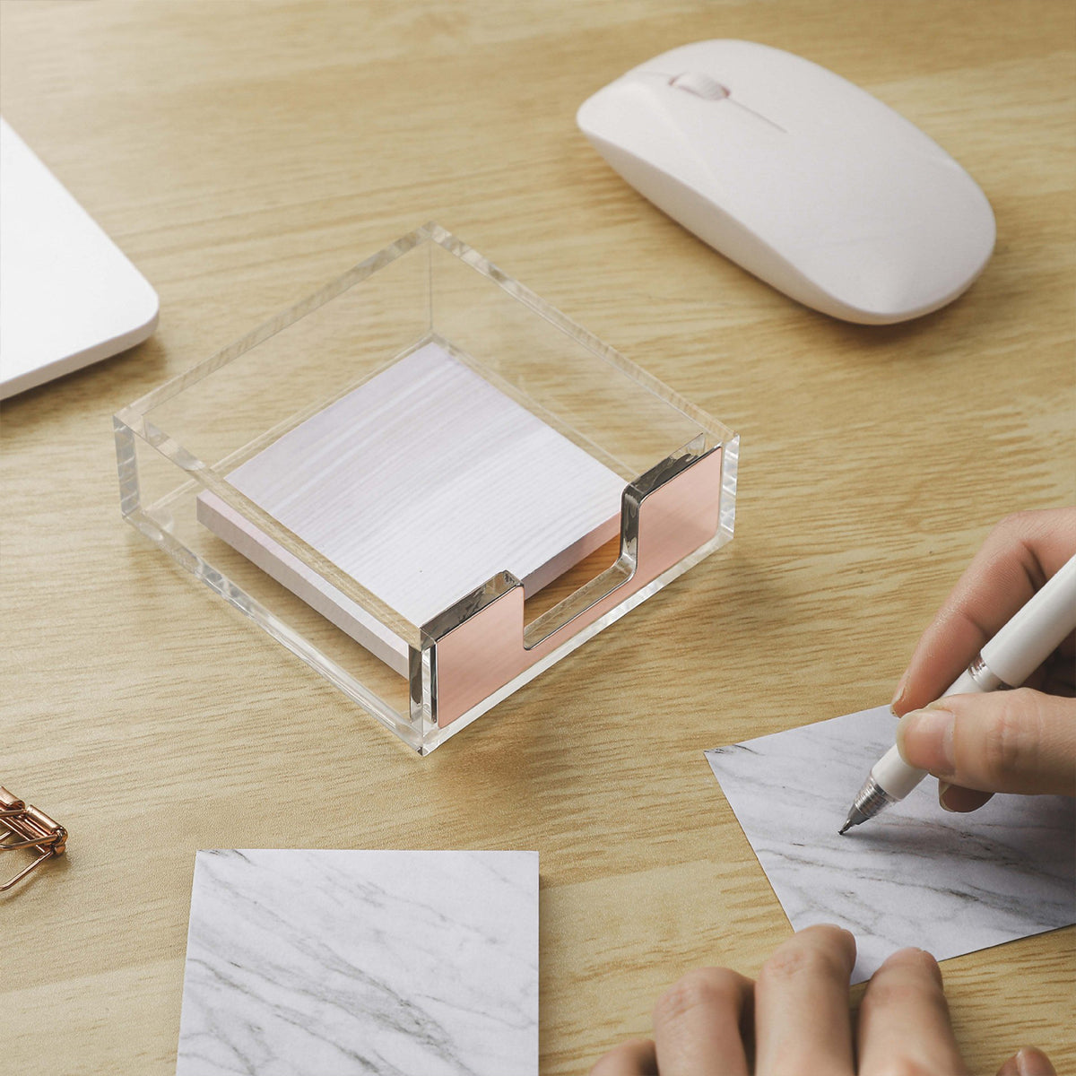 Large Desktop Sticky Note Box Organiser Acrylic Storage Holder