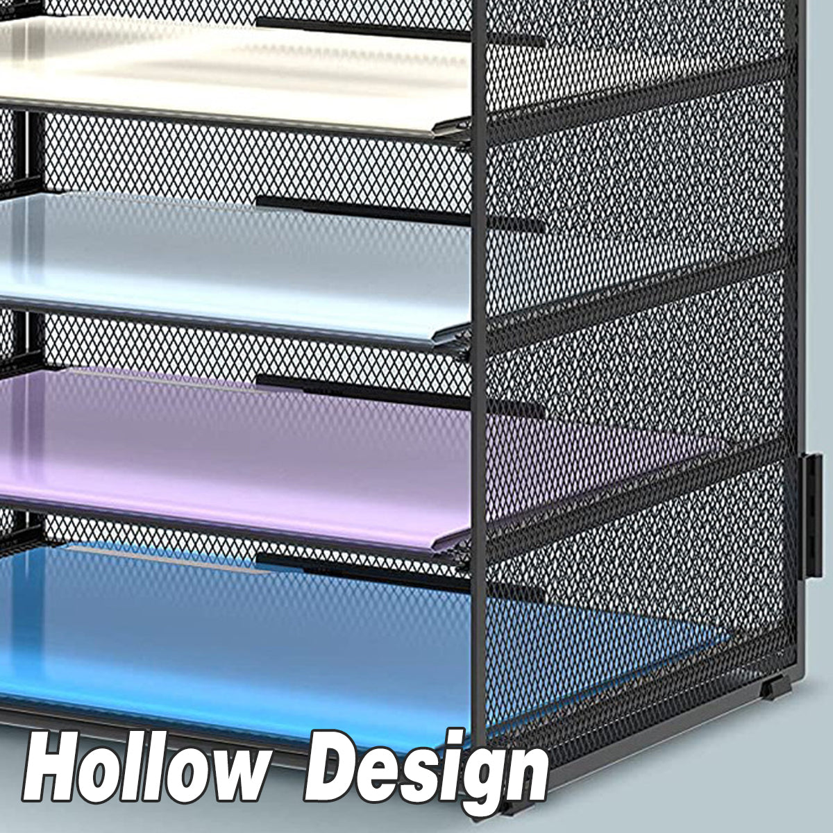 5-Tier Mesh Desk File Organizer with Handles Document Storage Rack