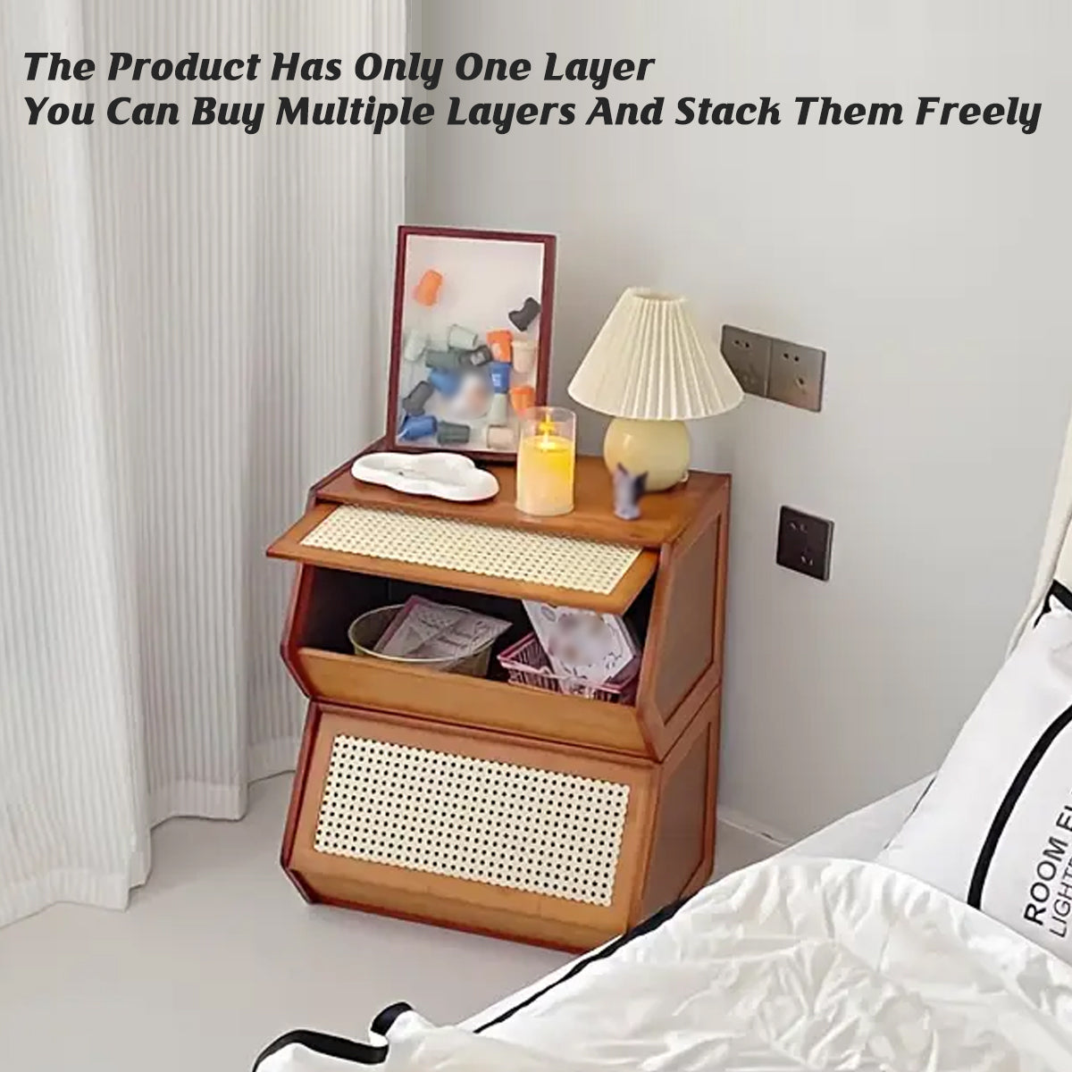 Bamboo Bookcase Storage Cabinet with Doors