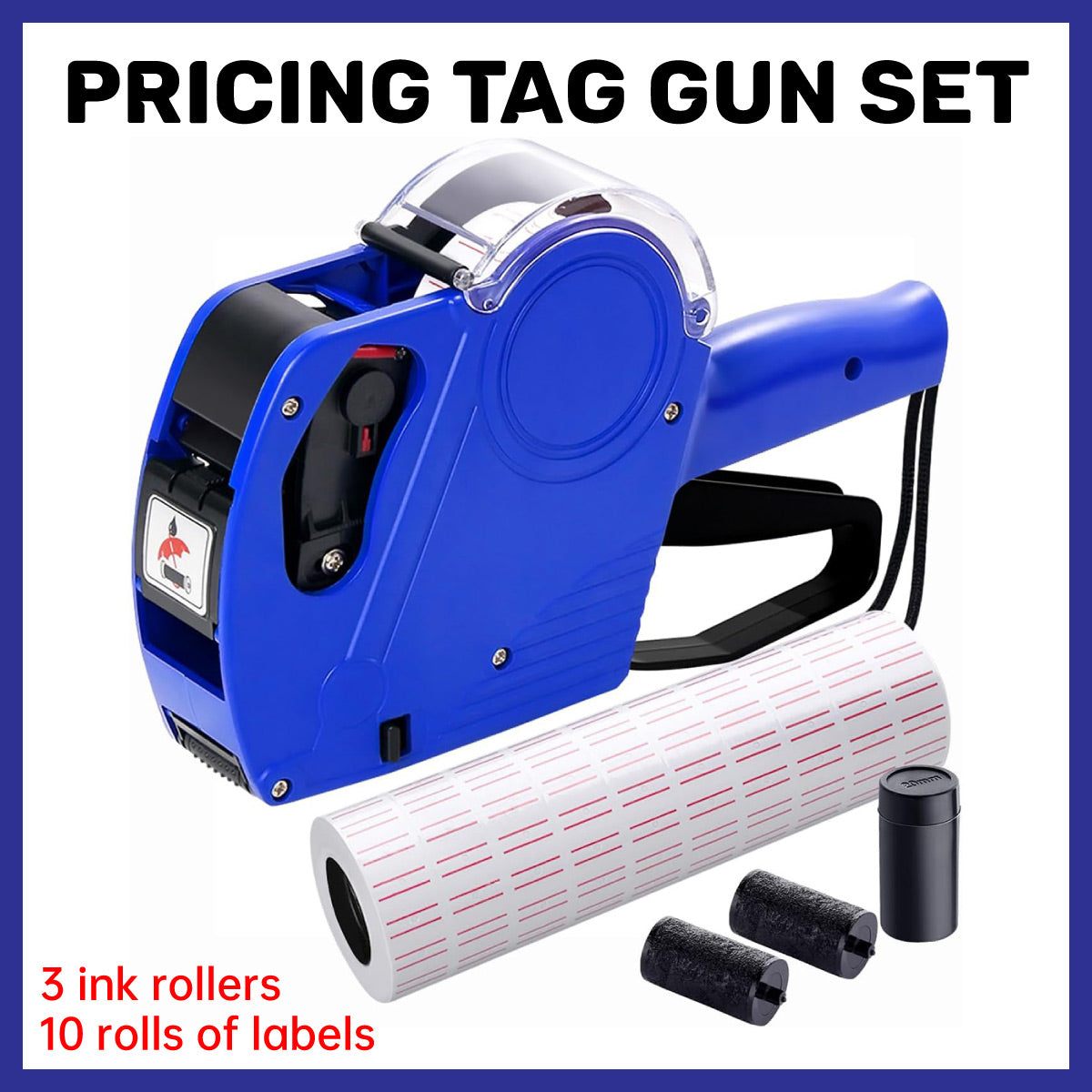 Price Tag Gun Set for Retail Stores & Supermarkets with Labels & Ink Rollers