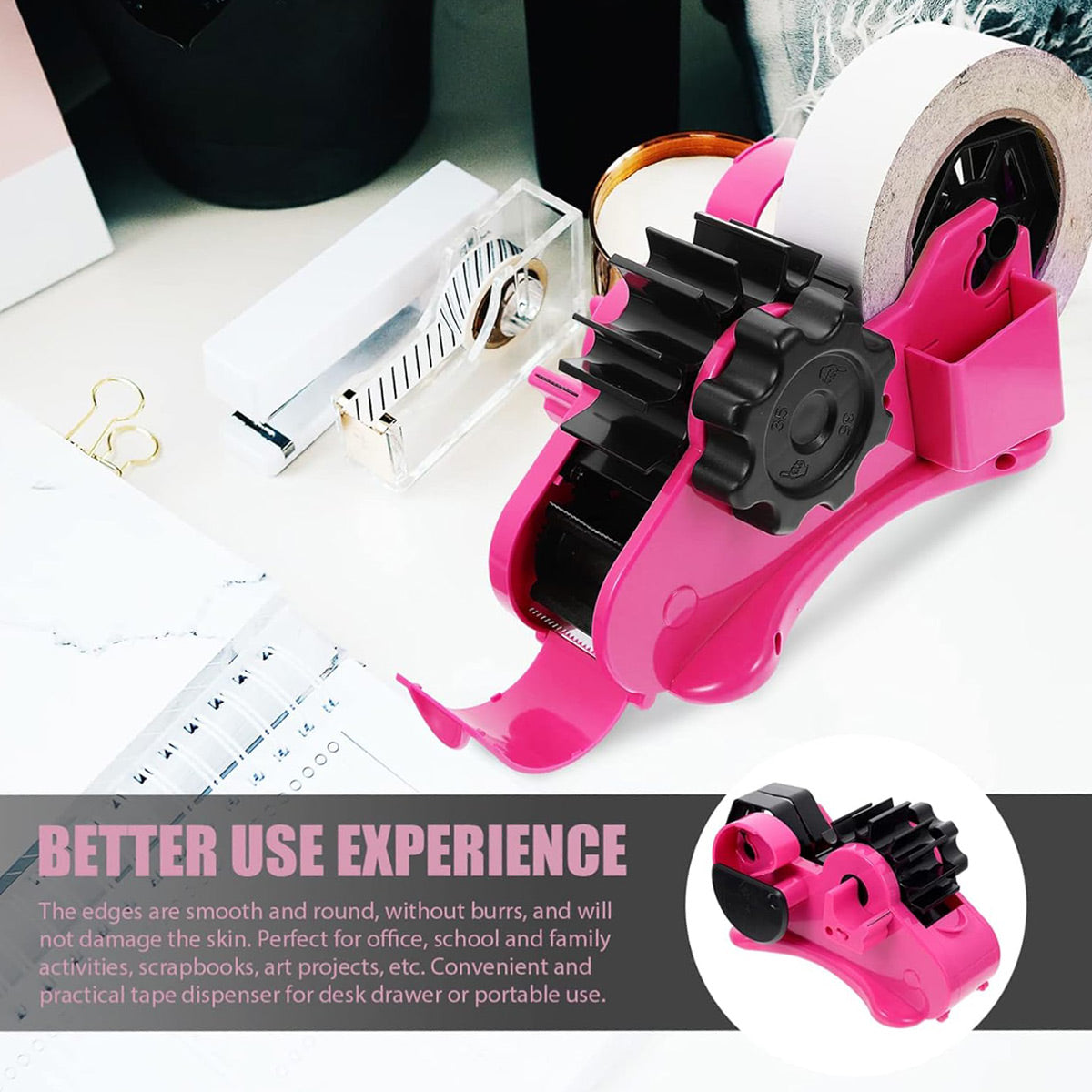 Multifunctional Tape Dispenser with Adjustable Cutting Blade and Storage