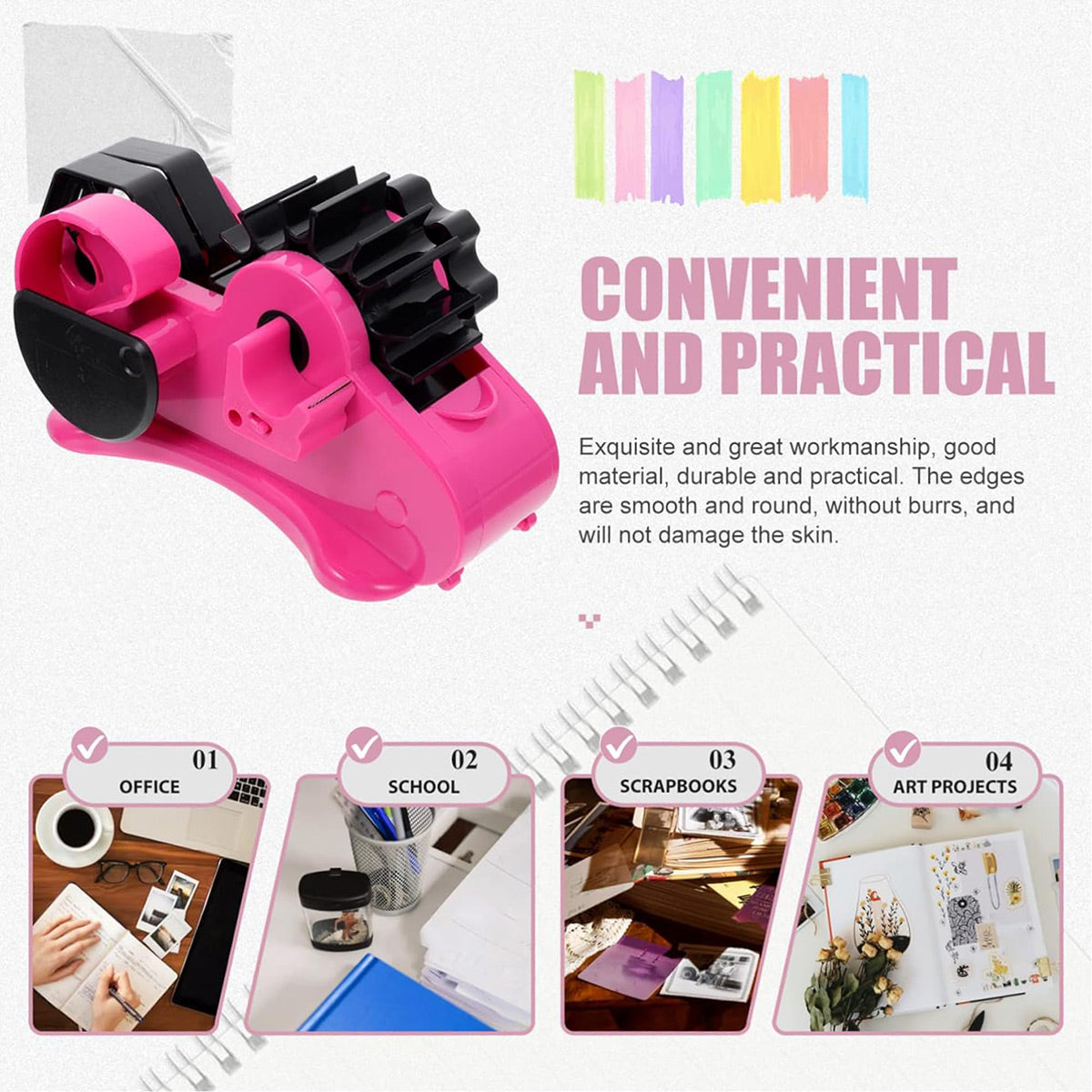 Multifunctional Tape Dispenser with Adjustable Cutting Blade and Storage