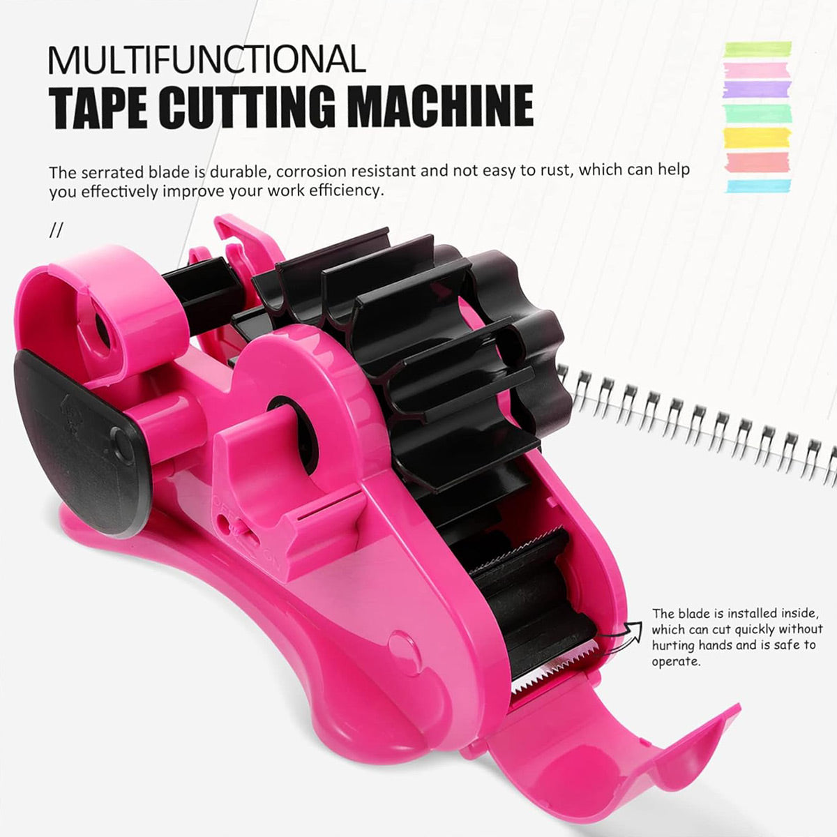 Multifunctional Tape Dispenser with Adjustable Cutting Blade and Storage
