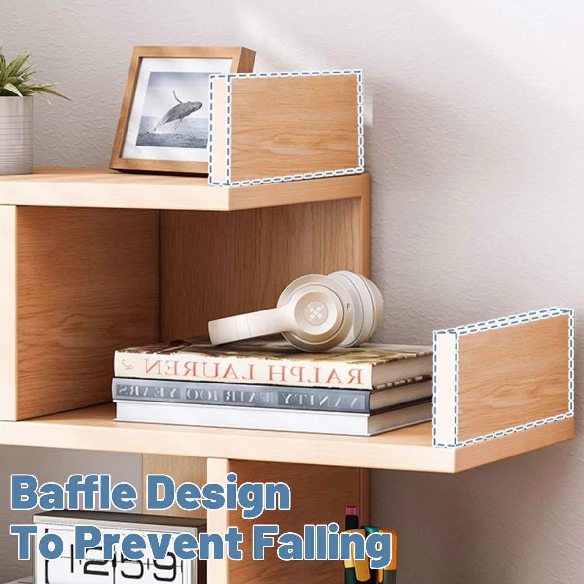 Multi Layer Wooden Desktop Shelf with Drawers Home Office Sturdy